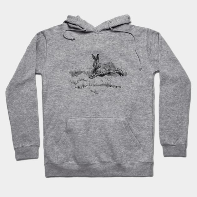 Hare Ink Drawing Hoodie by Fireside Press